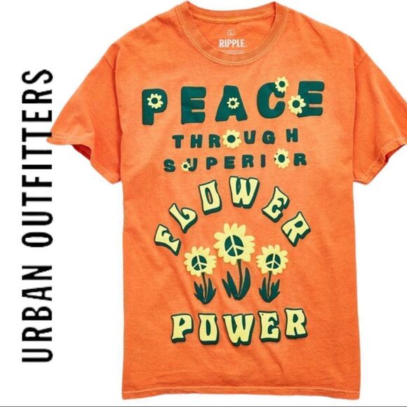 NEW Urban Outfitters UO Peace Through Flower Power Tee Shirt T-Shirt M L - Picture 1 of 5